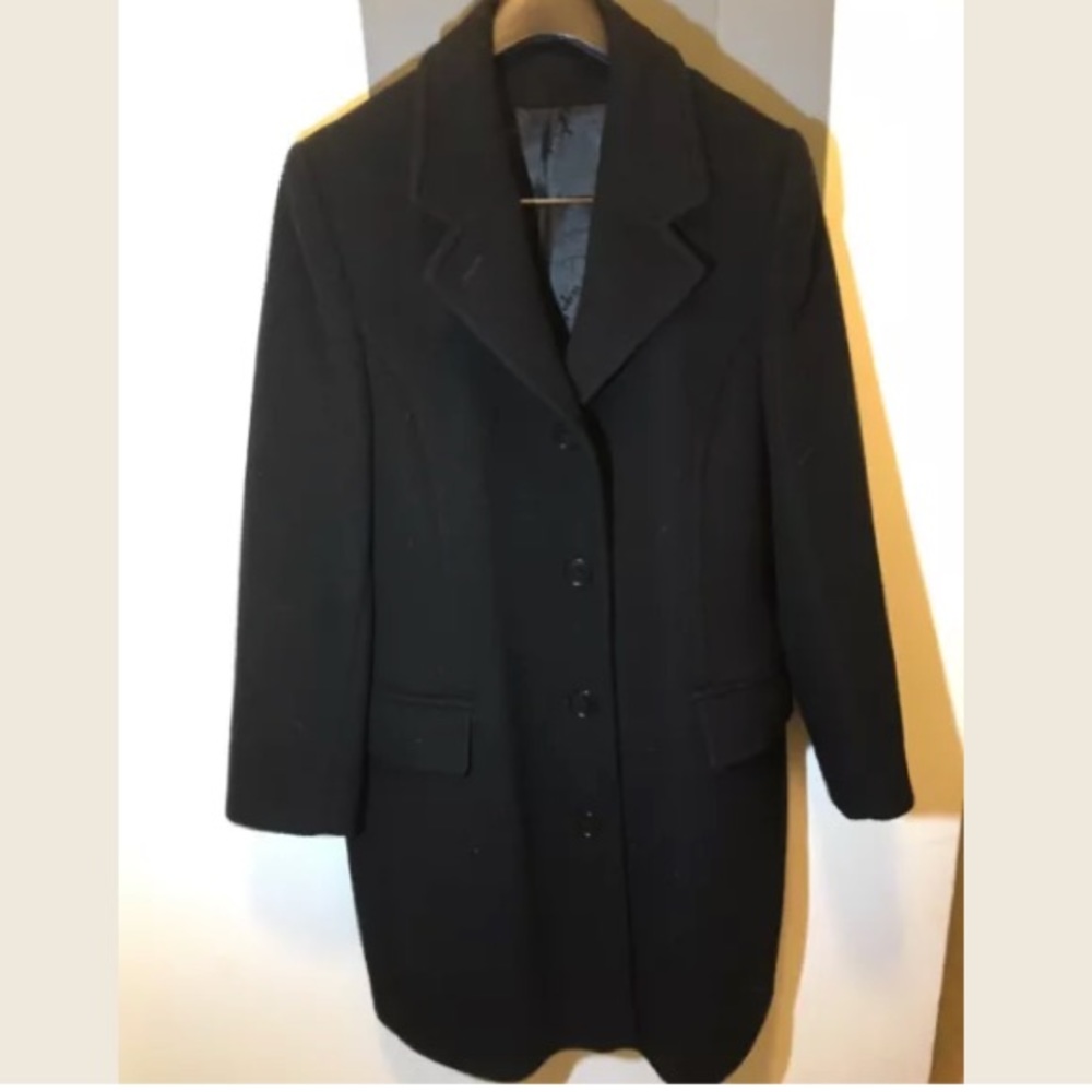CASHMERE blend Long Black Jacket COAT Trench